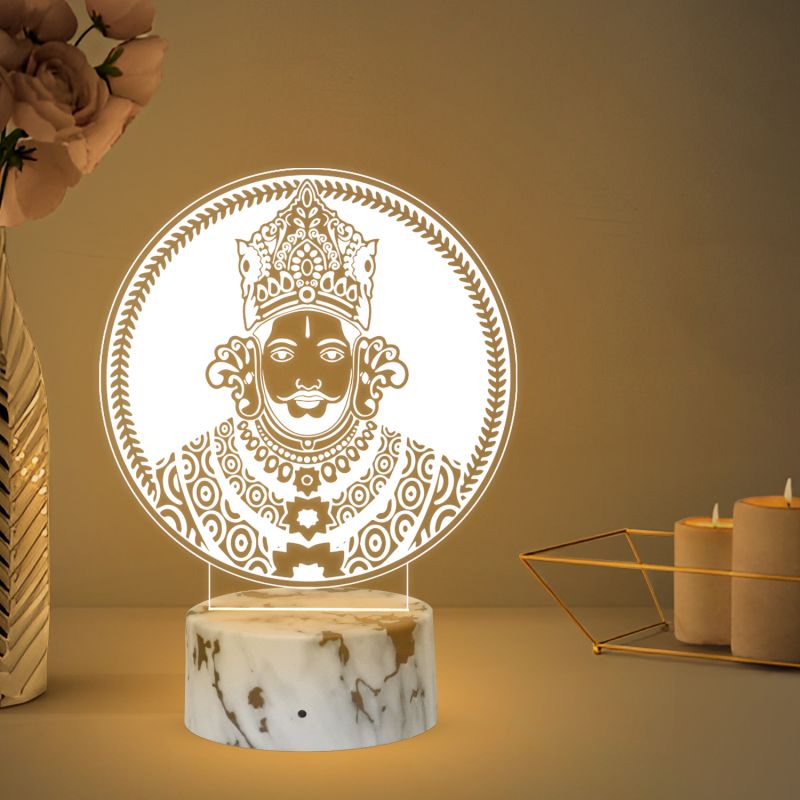 3D Illusion Khatu Shyam Ji Led Night Lamp with Warm White Color Home & Temple Decor Light